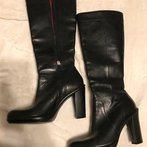 Black knee high leather boots